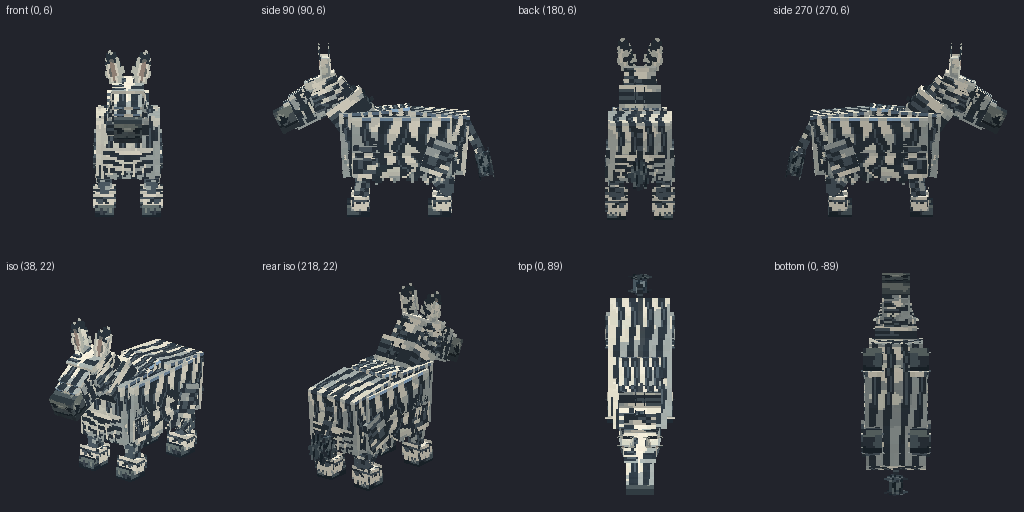Zebra from eight angles